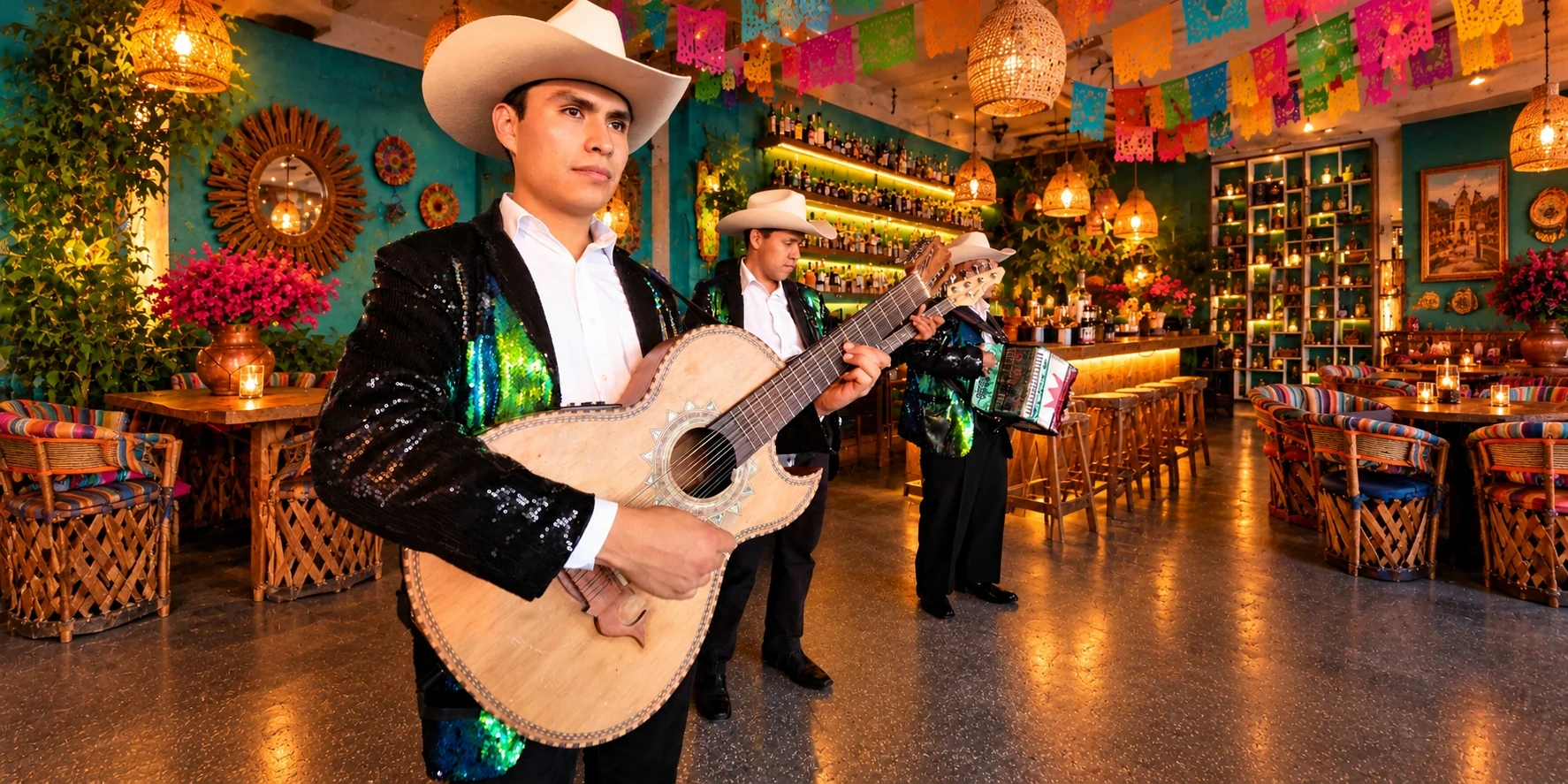 Grupo norteño durante una presentación de música en vivo